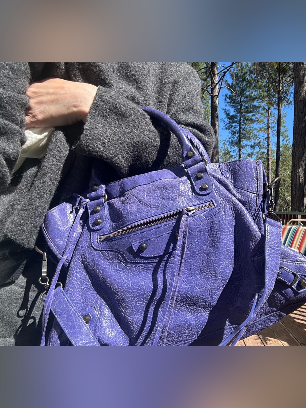 Balenciaga city bag Purple Leather Bag